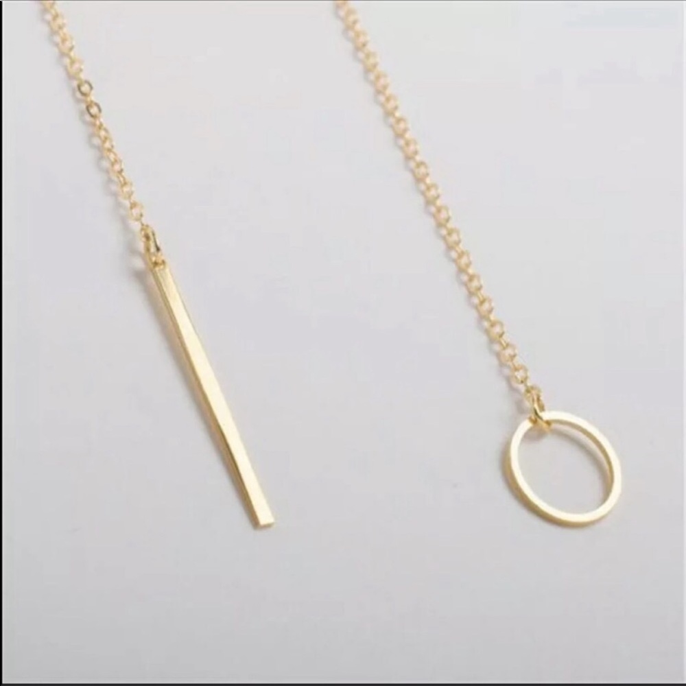 DAINTY GOLD NECKLACE LARIAT INFINITY CIRCLE - Picture 2 of 2